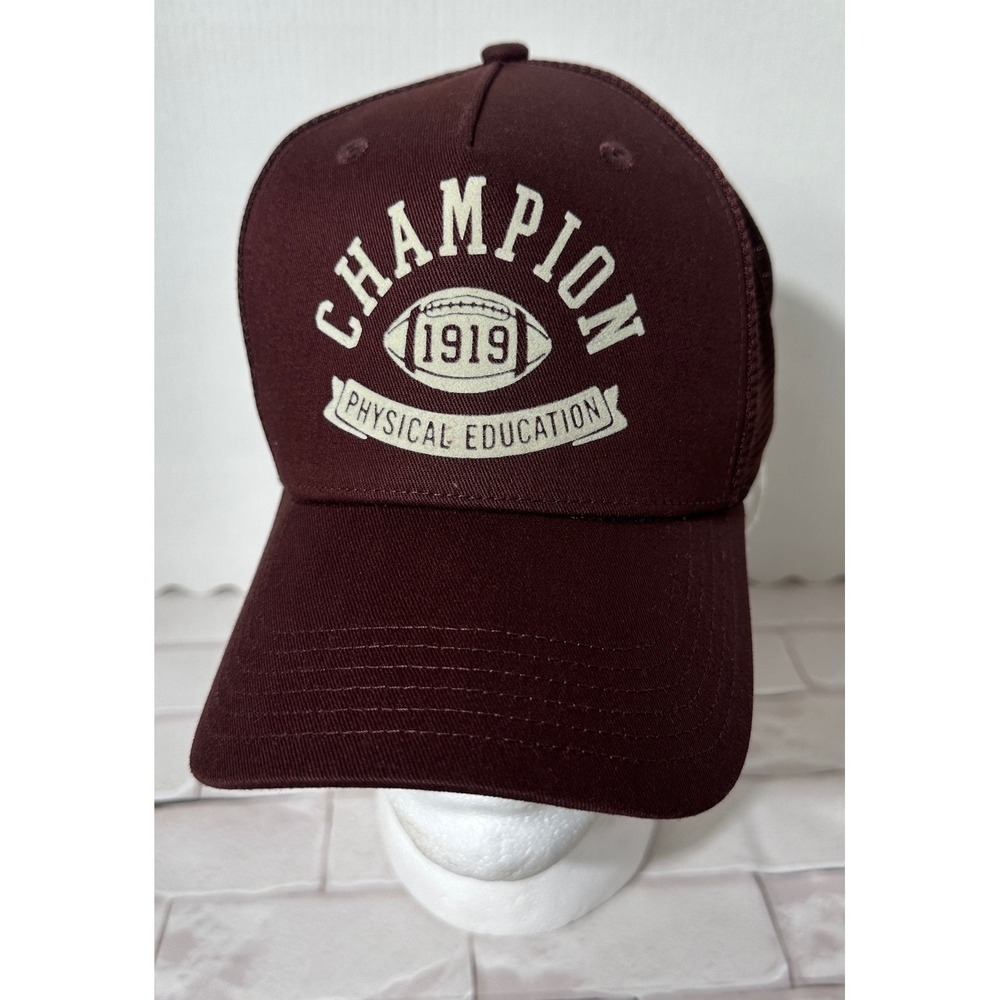 Champion 1919 Physical Education Maroon Mesh Trucker Hat Adjustable